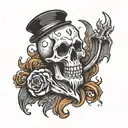 Ghost with skull doodle art design tattoo design idea