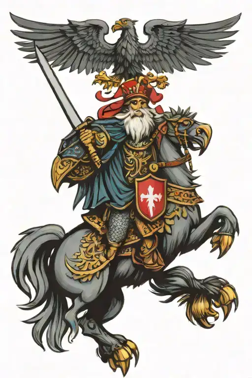 polish flag, polish eagle and polish knight tattoo design idea