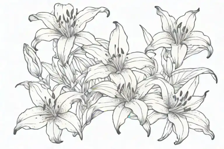 lilies in goth form with latin words about death and love  tattoo design idea