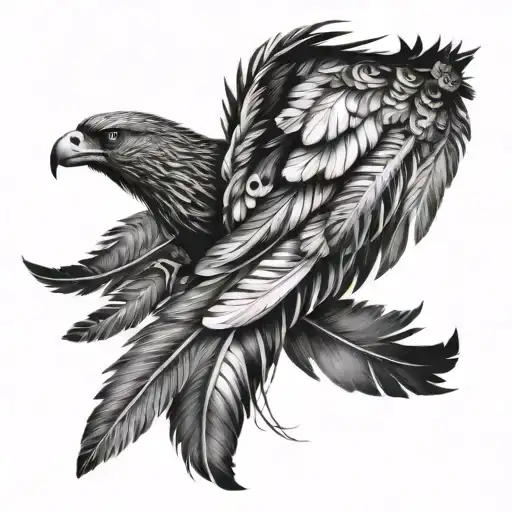 angle feathers falling  tattoo design idea