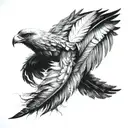 angle feathers falling  tattoo design idea
