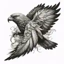 angle feathers falling  tattoo design idea