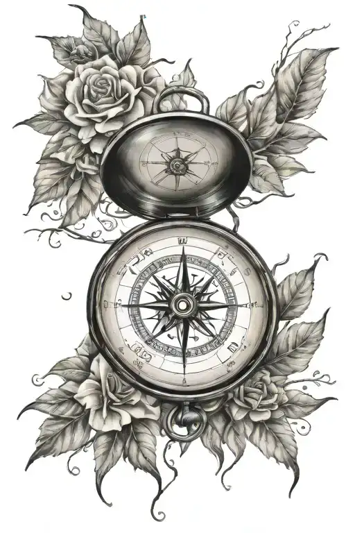compass rose not all who wander are lost tattoo design idea