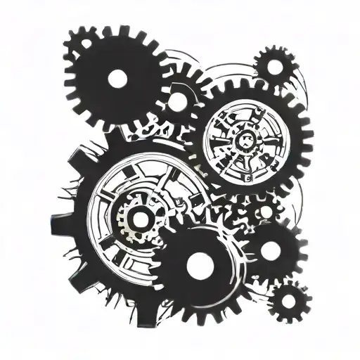 Analog Clock gears forming tattoo design idea