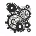 Analog Clock gears forming tattoo design idea