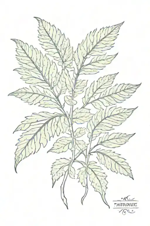 Knotwork nature runes fern leaf tattoo design idea