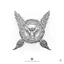 round raven celtic knot tattoo design idea