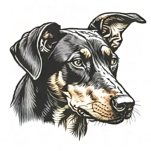doberman pinscher barking front facing tattoo design idea