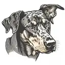 doberman pinscher barking front facing tattoo design idea