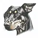 doberman pinscher barking front facing tattoo design idea