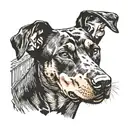 doberman pinscher barking front facing tattoo design idea
