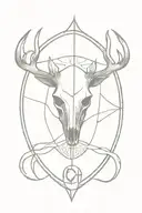 CCP Initial with deer skull inside surrounded tattoo design idea