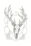 CCP Initial with deer skull inside surrounded tattoo design idea