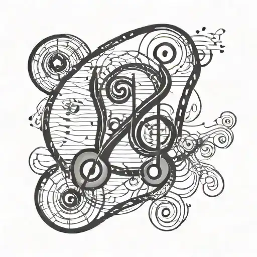 A fusion of music and science elements, such as a DNA double helix shaped like a musical staff tattoo design idea