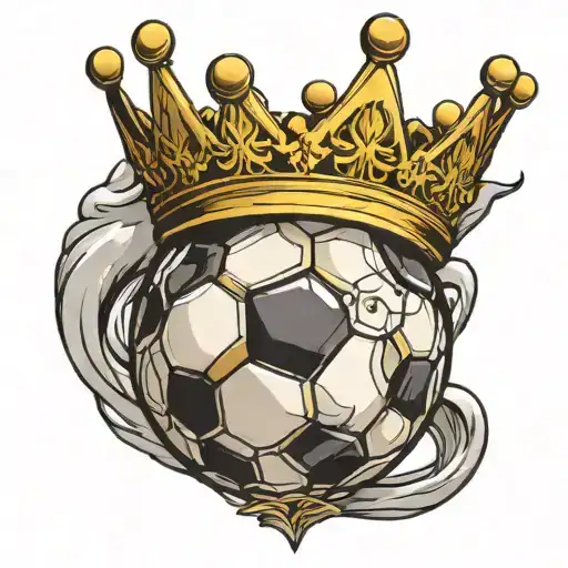 soccer ball with crown tattoo design idea
