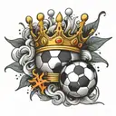 soccer ball with crown tattoo design idea