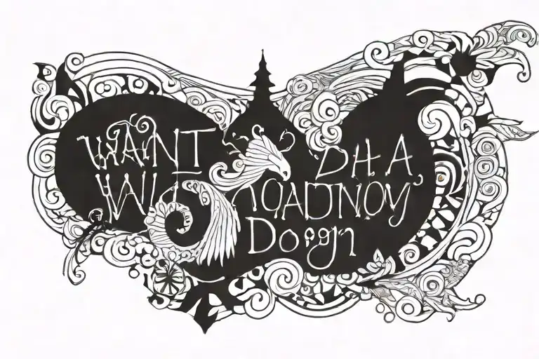 i want the words "Whatcha Doin?".. above my belly button  in blackwork in the shape of a rainbow  tattoo design idea