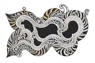 Whatcha Doin?.. above my belly button  in blackwork in the shape of a rainbow  tattoo design idea