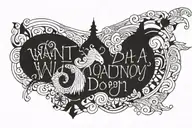 i want the words "Whatcha Doin?".. above my belly button  in blackwork in the shape of a rainbow  tattoo design idea