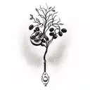 A coffee bean sprouting into a flourishing tree, symbolizing growth and the love for coffee tattoo design idea