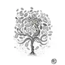 A coffee bean sprouting into a flourishing tree, symbolizing growth and the love for coffee tattoo design idea