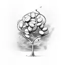 A coffee bean sprouting into a flourishing tree, symbolizing growth and the love for coffee tattoo design idea
