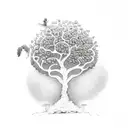 A coffee bean sprouting into a flourishing tree, symbolizing growth and the love for coffee tattoo design idea