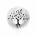 A coffee bean sprouting into a flourishing tree, symbolizing growth and the love for coffee tattoo design idea
