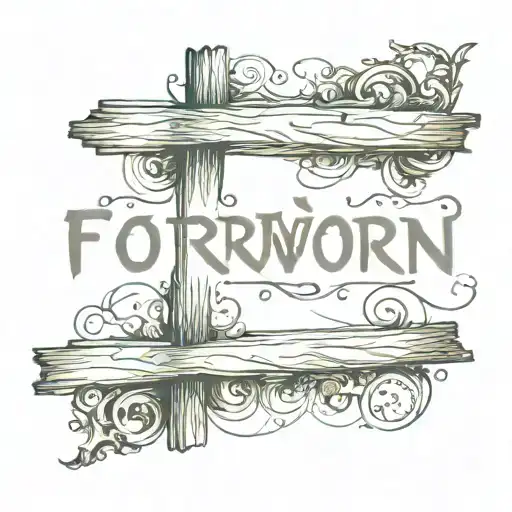 word ''forworn'' written  tattoo design idea