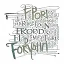 word ''forworn'' written  tattoo design idea