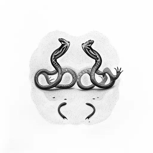 two pistols crossing each other with snakes tattoo design idea