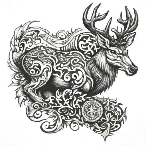 Anker compas Hirsch  tattoo design idea