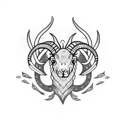 A tattoo design of a ram, two fish, and a crab forming a unique geometric pattern tattoo design idea