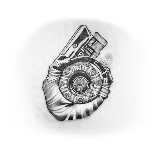 karambit in trash polka style tattoo design idea