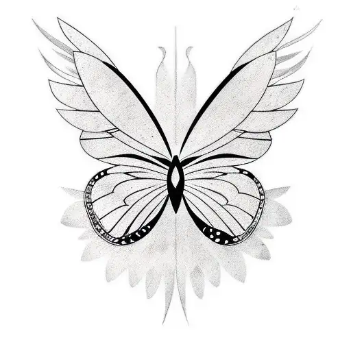  bird  with butterfly wings tattoo design idea