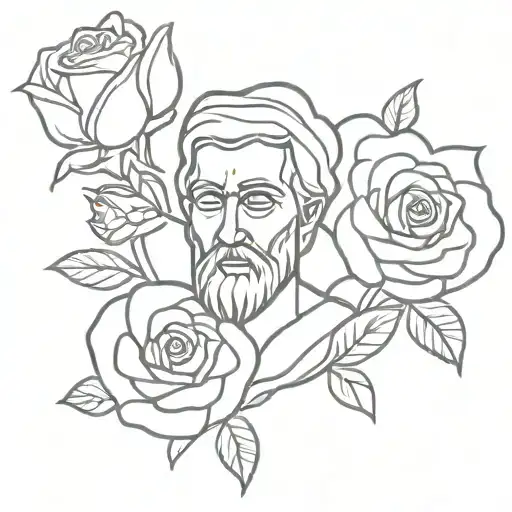 saint Jude and roses tattoo design idea