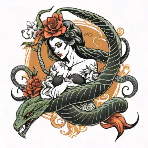 lilith tattoo with snakes tattoo design idea