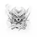 FAÇA UMA TATTOO DE KAIDO VS MOMONOSUKE, CIRCULANDO ONIGASHIMA. ACIMA, TEMOS A LUA CHEIA, E A SULHUETA DO LUFFY NO G5 tattoo design idea