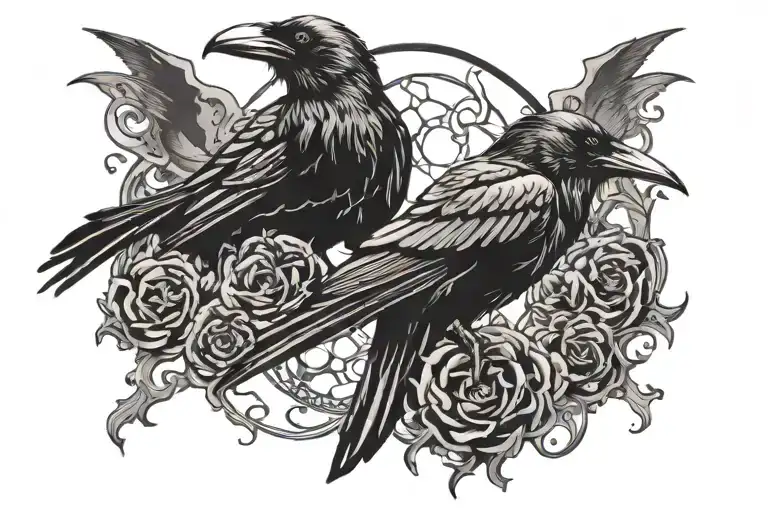 raven and galaxy tattoo design idea