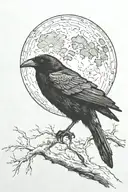 raven and moon tattoo design idea