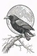 raven and moon tattoo design idea