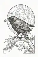 raven and moon tattoo design idea