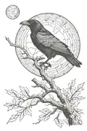 raven and moon tattoo design idea