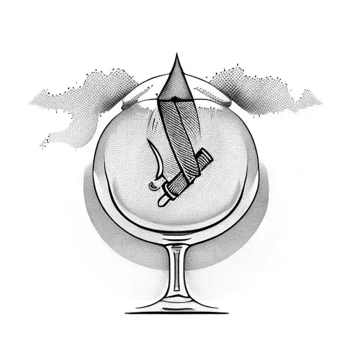 Knife and fork crossed over a wine glass tattoo design idea