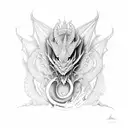 dragon with crystals tattoo design idea