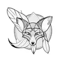Fox two tail small hart tattoo design idea