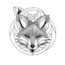 Fox two tail small hart tattoo design idea