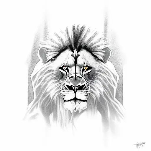 savannah with lion and forest with chimpanzee tattoo design idea