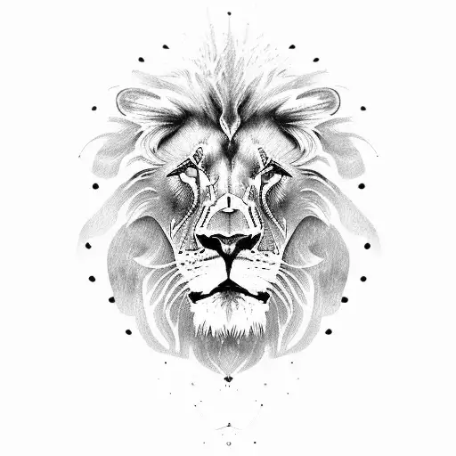 lion face green eye tattoo design idea