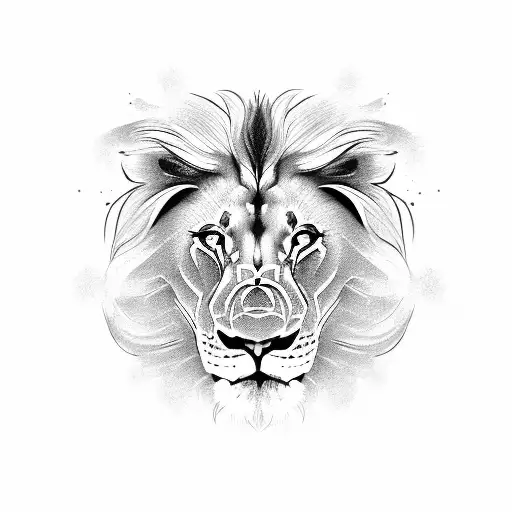 lion face green eye tattoo design idea